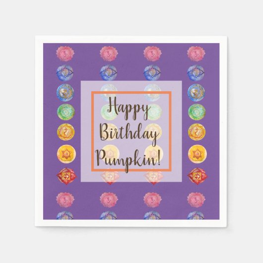 七チャクラ水彩画 スタンダードカクテルナプキン (正面)