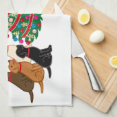 七ラブラドールとクリスマスツリー キッチンタオル (四つ折り)