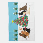 七ラブラドールとクリスマスツリー キッチンタオル (縦)