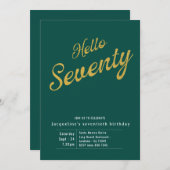 七万緑モダン金ゴールド70誕生日 招待状 (正面/裏面)