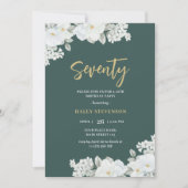 七万緑&金ゴールドホワイトフローラ誕生日 招待状 (正面)