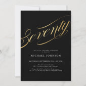 七万黒モダン金ゴールド70誕生日 招待状 (正面)