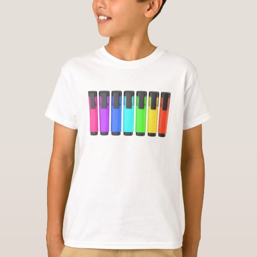 七人の蛍光ペンの違う列 Tシャツ (正面)