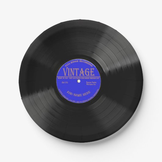 七八ビニパーソナライズされたールレコードデザイン紙プレート ペーパープレート (正面)