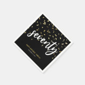 七十ブラック金ゴールド70th Birthday Party スタンダードカクテルナプキン (角)