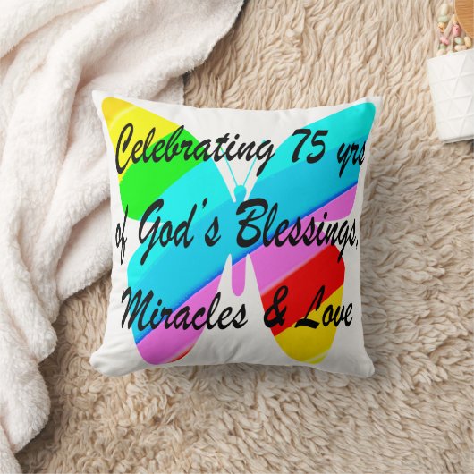 七十五誕生日蝶パーソナライズされたデザイン クッション (ブランケット)