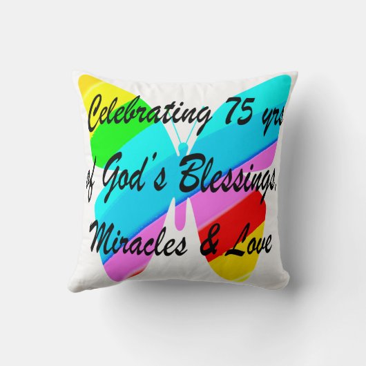 七十五誕生日蝶パーソナライズされたデザイン クッション (裏面)