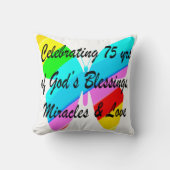 七十五誕生日蝶パーソナライズされたデザイン クッション (正面)