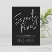 七十五 |シルバー&ブラック75誕生日 招待状 (スタンド正面)