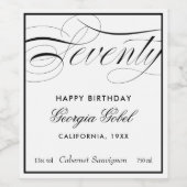 七十誕生日又は七十 ワインラベル (シングルラベル)