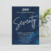 七十 |ネイビーブルー70誕生日サプライズパーティー 招待状 (スタンド正面)