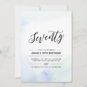 七十 |ミニマル第70回バースデーパーティー水カラーI 招待状 (正面)