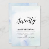 七十 |ミニマル第70回バースデーパーティー水カラーI 招待状 (正面/裏面)