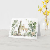 七周年記念ワインとアイビー カード (黄色い花)