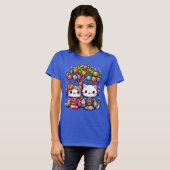 七夕の着物を着た子猫たち Tシャツ (正面フル)