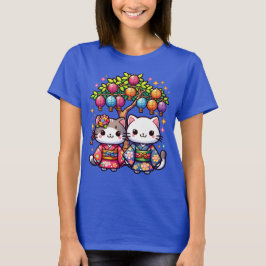 七夕の着物を着た子猫たち Tシャツ
