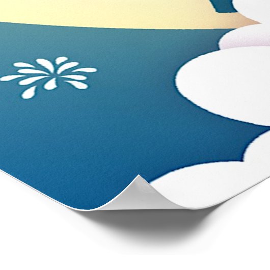 七夕牛牽引とウィーバーガールボタン葉書 ポスター (角)