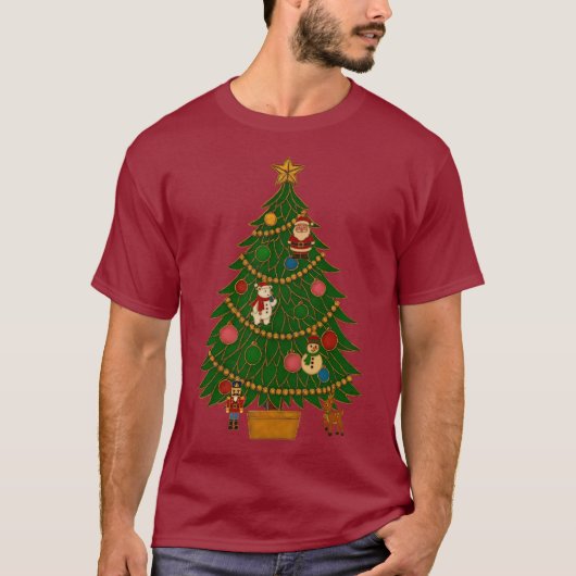 七宝焼きアート クリスマスツリー キャラクター オーナメント Tシャツ (正面)