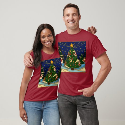 七宝焼きアート 幻想的な森 クラシッククリスマス Tシャツ (ユニセックス)
