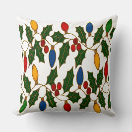 七宝焼のクリスマスライトとホリー クッション