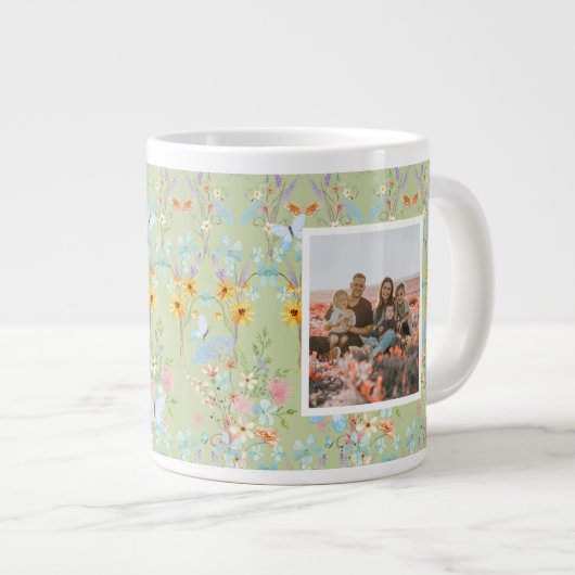 七最高の菜ワイルドフラワー水彩写真母の日 ジャンボコーヒーマグカップ (正面右)