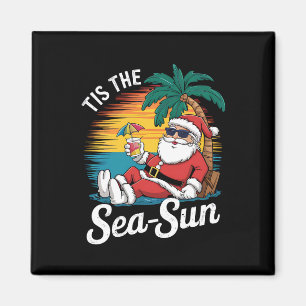 七月のクリスマス 海 太陽 サンタ ビーチ マグネット