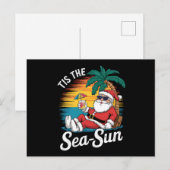 七月のクリスマス 海 太陽 サンタ ビーチ 夏 ポストカード (正面/裏面)