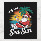 七月の海サンタビーチクリスマス ワインラベル (シングルラベル)
