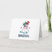 七月四日アメリカ独立記念日のユニコーンUSA国旗サングラス カード (正面)