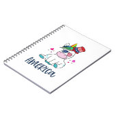 七月四日アメリカ独立記念日のユニコーンUSA国旗サングラス ノートブック (左側)