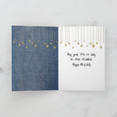 七月四日コーギー犬が青いジーンズのショーツを履く カード (内部)