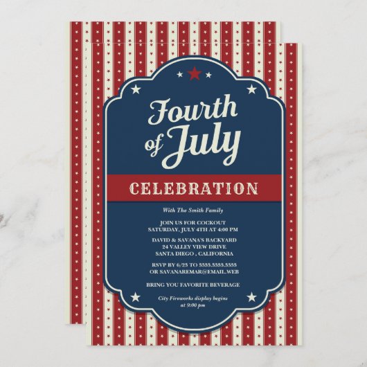 七月四日祭り 招待状 (正面/裏面)