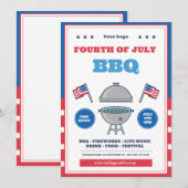 七月四日祭り、独立記念日 招待状 (正面/裏面)