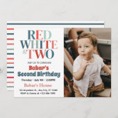 七月四日紅白と男二歳の誕生日 招待状 (正面/裏面)