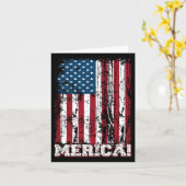 七月四日 星条旗 アメリカ 独立記念日 カード (黄色い花)