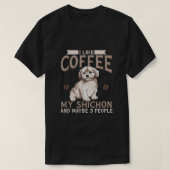 七本犬コーヒー好き私の七本と多分3 P Tシャツ (デザイン正面)