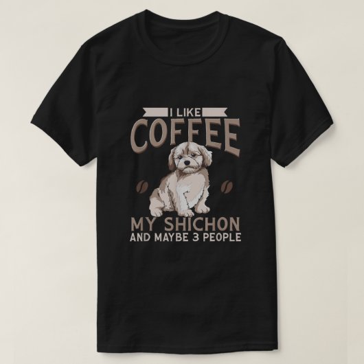 七本犬コーヒー好き私の七本と多分3 P Tシャツ (デザイン正面)