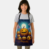 七羽のカボチャはハロウィーンの夜に笑う エプロン (インサイチュ)