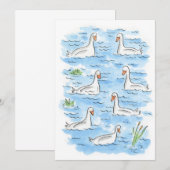 七羽のスワンが泳いでる 招待状 (正面/裏面)