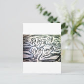 七羽のスワンが泳ぐ ポストカード (スタンド正面)