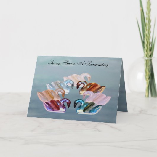 七羽の白鳥が水泳用のカードを渡す シーズンカード (正面)