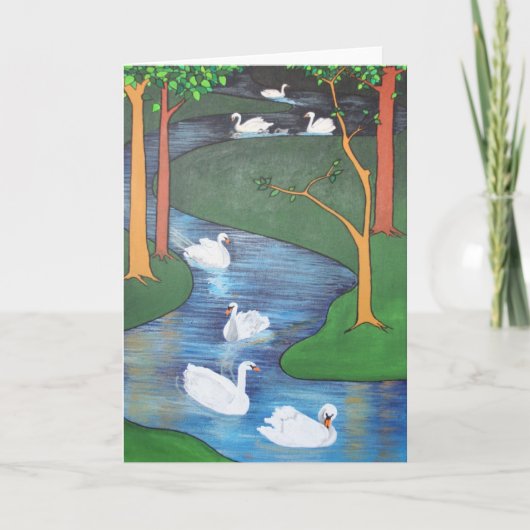 七羽の白鳥の群れ シーズンカード (正面)
