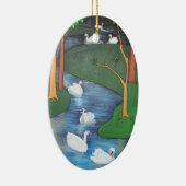 七羽の白鳥の群れ セラミックオーナメント (右)