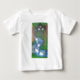 七羽の白鳥の群れ ベビーTシャツ