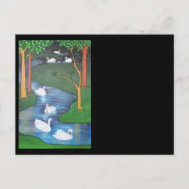七羽の白鳥の群れ ポストカード