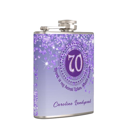 七色と紫のグリッターと飲み引用文 フラスク (右)