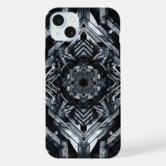 七芒星のグリッチ:秘教的回路 iPhoneケース (裏面)
