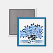 七花と花瓶青 マグネット (正面/裏面)