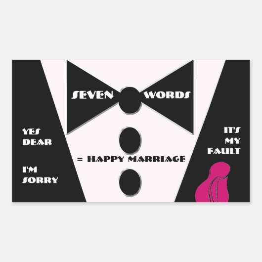 七語=幸せな結婚 – Yes 親愛 長方形シール (正面)