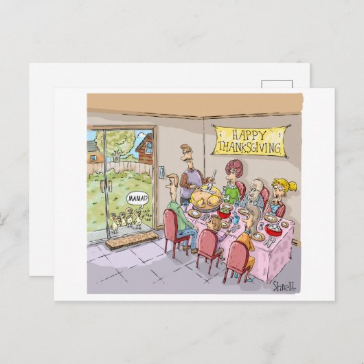 七面鳥おもしろい子の感謝祭はがき ポストカード (正面/裏面)